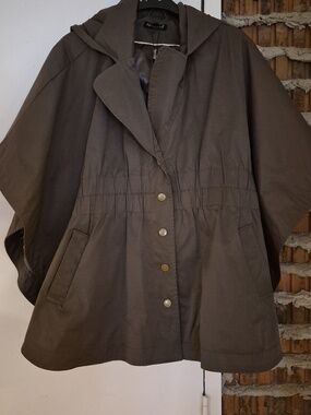 FOR CYNTHIA Dark Brown Cape Style Jacket Lined Size L Large